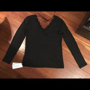 Sandro Lace trim knit top